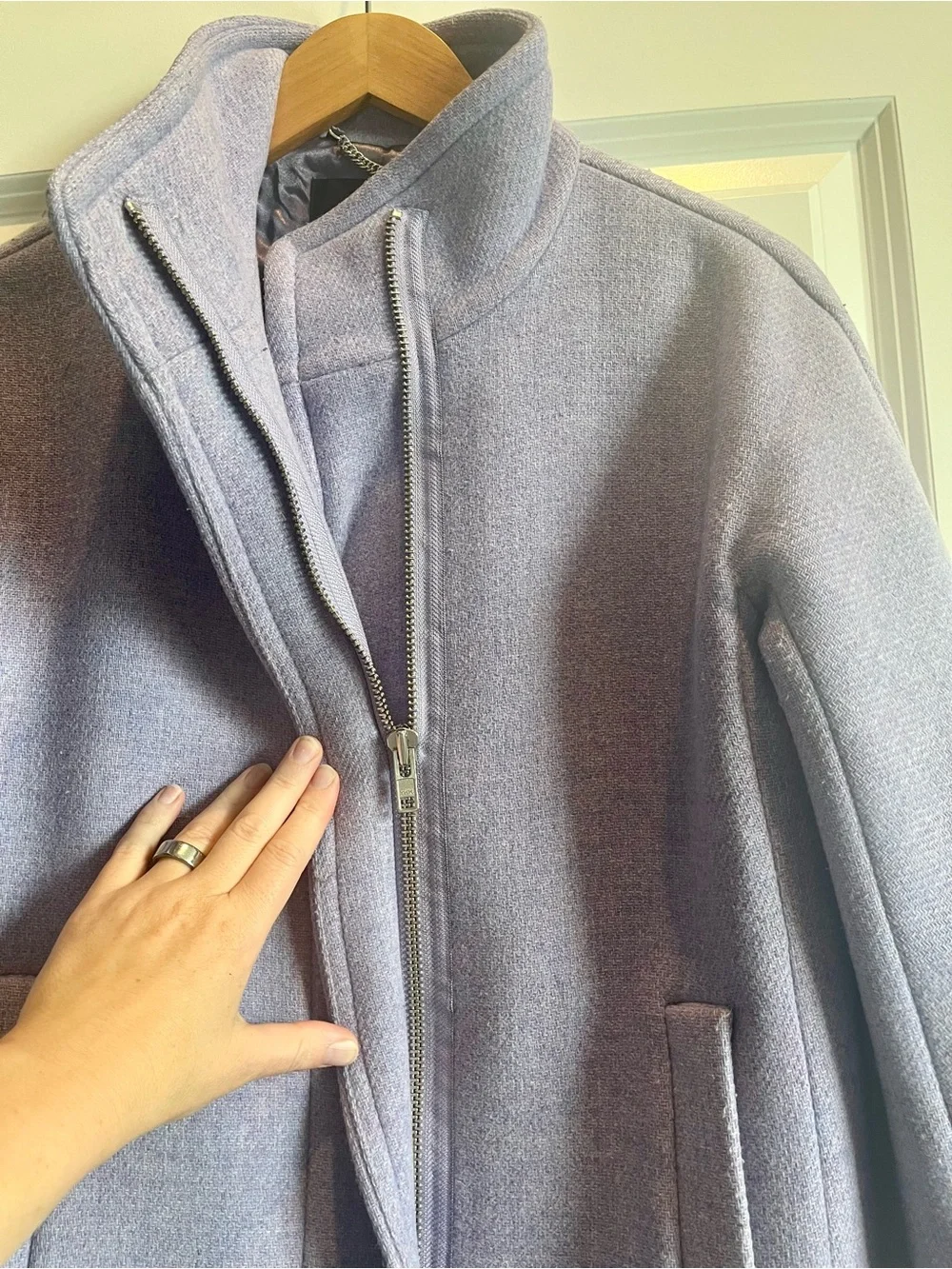 J. Crew Lavender Wool-Blend Stand Collar Pea Coat - Picture 5 of 13
